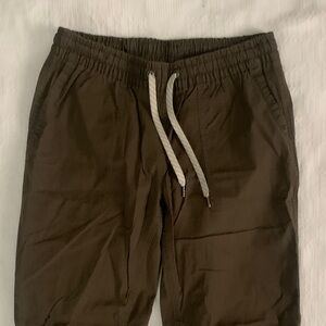 Vuori frayed raw hem army green olive ripstop travel pants
